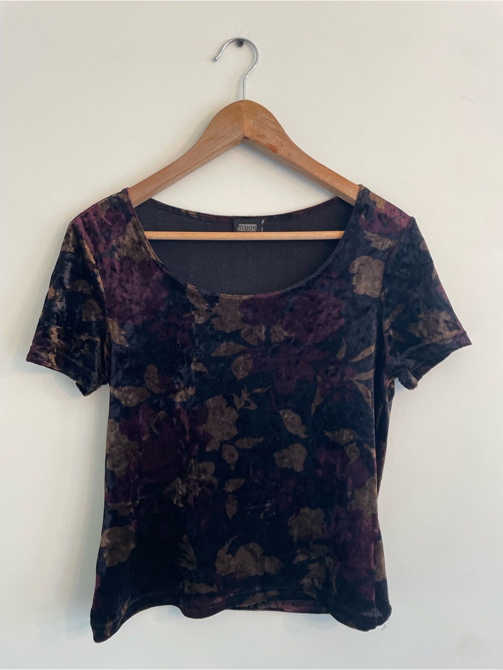 Women’s Crushed Velvet Dark Floral Top